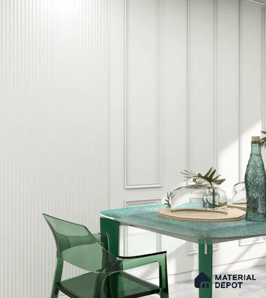 Snow White Patterned Louver PN 02713 F 8 ft x 4.7 inch Charcoal Panel - 12 mm | Suitable for Feature Wall, TV Unit & Living Room | Width is Subjected to 5% Variation
