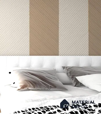 Ivory White Fabric Louver PN 02714 F 8 ft x 5 inch Charcoal Panel - 12 mm | Suitable for Feature Wall, TV Unit & Living Room | Width is Subjected to 5% Variation