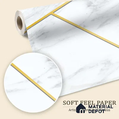 White Marble Design with Golden Stripes Wallpaper Indrani Series Soft Feel Marble Design (Customised Size Wallpaper )