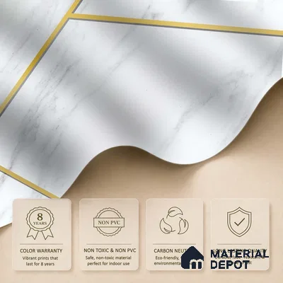 White Marble Design with Golden Stripes Wallpaper Indrani Series Soft Feel Marble Design (Customised Size Wallpaper )