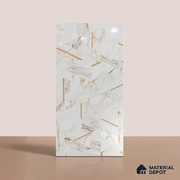Highlighter Wall Tile TL 09359 B | Flona White Decor 4 ft x 2 ft Glossy Finish Vitrified Tile - 9 mm | Suitable For Bathroom, Accent/Feature Wall, Dining Area