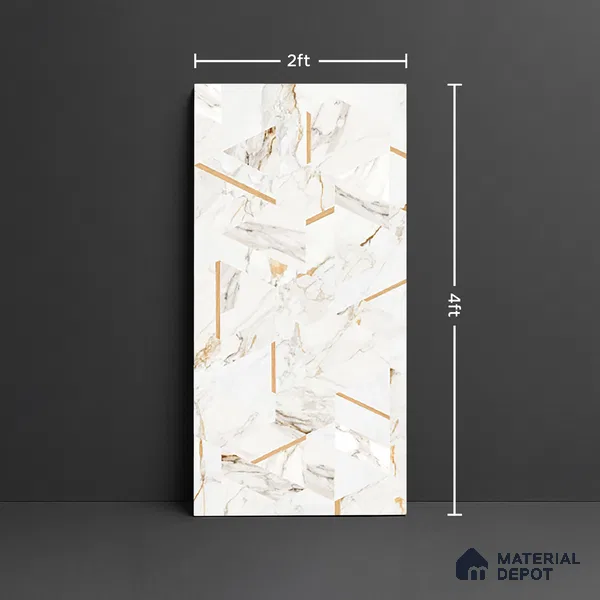 Highlighter Wall Tile TL 09359 B | Flona White Decor 4 ft x 2 ft Glossy Finish Vitrified Tile - 9 mm | Suitable For Bathroom, Accent/Feature Wall, Dining Area