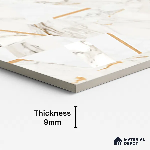 Highlighter Wall Tile TL 09359 B | Flona White Decor 4 ft x 2 ft Glossy Finish Vitrified Tile - 9 mm | Suitable For Bathroom, Accent/Feature Wall, Dining Area