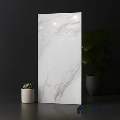 Floor & Wall Tile TL 09359 | Flona White 4 ft x 2 ft  Finish Vitrified Tile - 9 mm | 4 Random Design | Suitable for Living Room, Bedroom, Bathroom & Kitchen