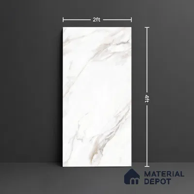 Floor & Wall Tile TL 09359 | Flona White 4 ft x 2 ft  Finish Vitrified Tile - 9 mm | 4 Random Design | Suitable for Living Room, Bedroom, Bathroom & Kitchen