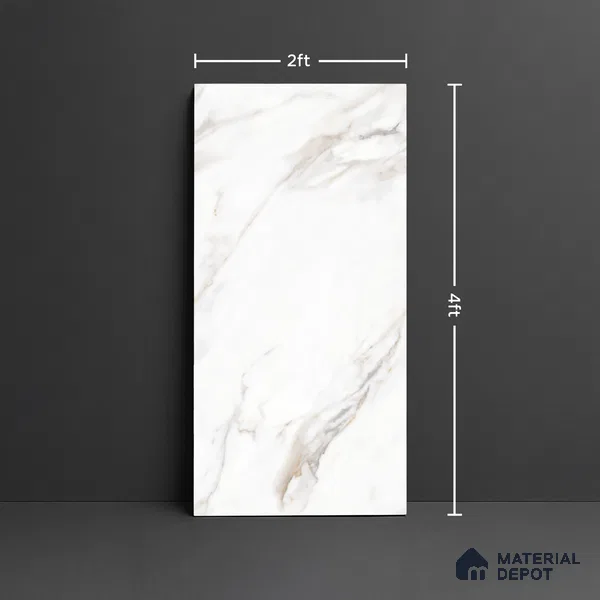 Floor & Wall Tile TL 09359 | Flona White 4 ft x 2 ft Finish Vitrified Tile - 9 mm | 4 Random Design | Suitable for Living Room, Bedroom, Bathroom & Kitchen