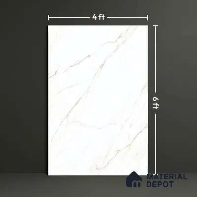 Marble Look Floor & Wall Tile TL 07948 Calacatta Velino 6 ft x 4 ft Vitrified Matte Finish - 9 mm | Adhesive and Spacers Must be Used During Installation
