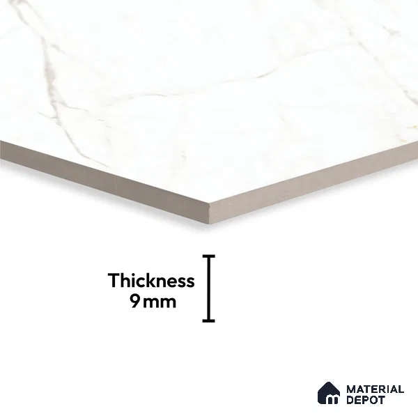 Marble Look Floor & Wall Tile TL 07948 Calacatta Velino 6 ft x 4 ft Vitrified Matte Finish - 9 mm | Adhesive and Spacers Must be Used During Installation