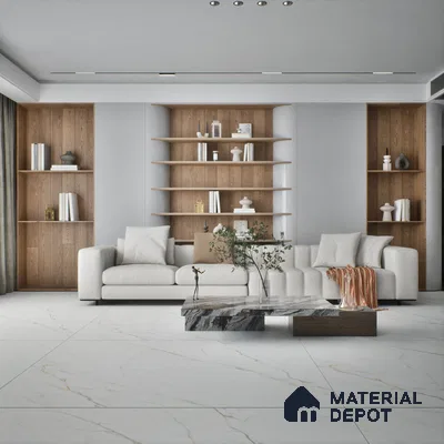 Marble Look Floor & Wall Tile TL 07948 Calacatta Velino 6 ft x 4 ft Vitrified Matte Finish - 9 mm | Adhesive and Spacers Must be Used During Installation