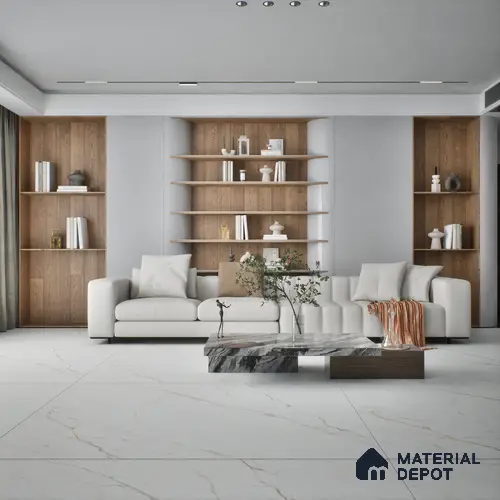 Marble Look Floor & Wall Tile TL 07948 Calacatta Velino 6 ft x 4 ft Vitrified Matte Finish - 9 mm | Adhesive and Spacers Must be Used During Installation