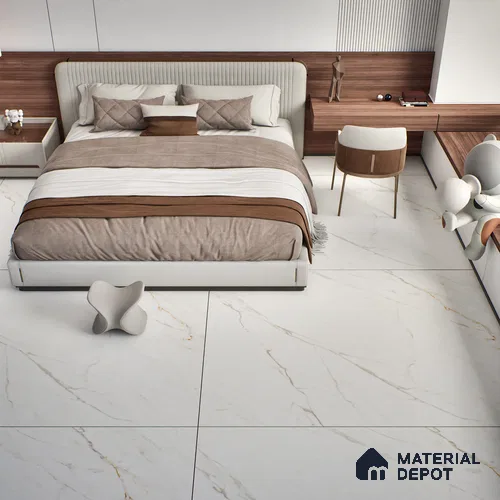 Marble Look Floor & Wall Tile TL 07948 Calacatta Velino 6 ft x 4 ft Vitrified Matte Finish - 9 mm | Adhesive and Spacers Must be Used During Installation