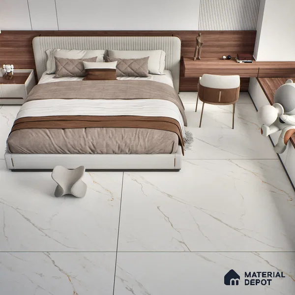 Marble Look Floor & Wall Tile TL 07948 Calacatta Velino 6 ft x 4 ft Vitrified Matte Finish - 9 mm | Adhesive and Spacers Must be Used During Installation