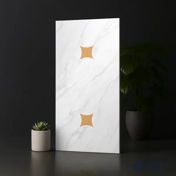 Marble Wall & Floor Tile TL 08542 B | Spatial statuario Decor 4 ft x 2 ft Full Body Dry Granula Matte Finish Vitrified Tile - 10 mm | Suitable for Living Room, Bedroom, Bathroom & Kitchen
