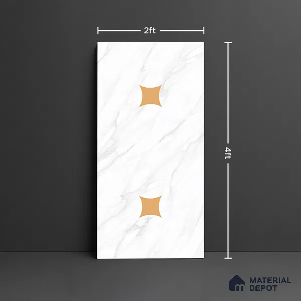 Marble Wall & Floor Tile TL 08542 B | Spatial statuario Decor 4 ft x 2 ft Full Body Dry Granula Matte Finish Vitrified Tile - 10 mm | Suitable for Living Room, Bedroom, Bathroom & Kitchen