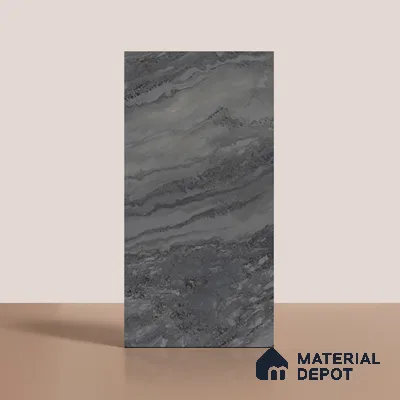 Marble Floor & Wall Tile TL 08544 B | Tianta Black 4 ft x 2 ft Full Body Matte Finish Vitrified Tile - 10 mm | 5 Random Design | Suitable for Living Room, Bedroom, Bathroom & Kitchen