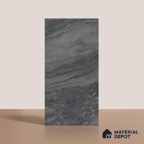 Marble Floor & Wall Tile TL 08544 B | Tianta Black 4 ft x 2 ft Full Body Matte Finish Vitrified Tile - 10 mm | 5 Random Design | Suitable for Living Room, Bedroom, Bathroom & Kitchen