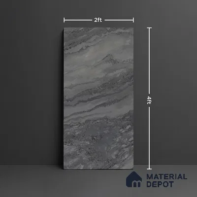 Marble Floor & Wall Tile TL 08544 B | Tianta Black 4 ft x 2 ft Full Body Matte Finish Vitrified Tile - 10 mm | 5 Random Design | Suitable for Living Room, Bedroom, Bathroom & Kitchen