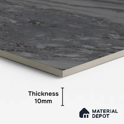 Marble Floor & Wall Tile TL 08544 B | Tianta Black 4 ft x 2 ft Full Body Matte Finish Vitrified Tile - 10 mm | 5 Random Design | Suitable for Living Room, Bedroom, Bathroom & Kitchen