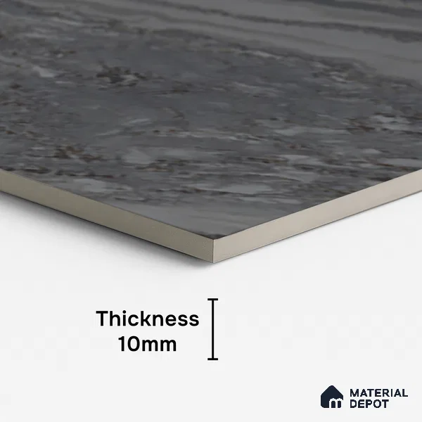 Marble Floor & Wall Tile TL 08544 B | Tianta Black 4 ft x 2 ft Full Body Matte Finish Vitrified Tile - 10 mm | 5 Random Design | Suitable for Living Room, Bedroom, Bathroom & Kitchen