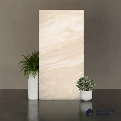 Marble Floor & Wall Tile TL 08544 C | Tianta Ivory 4 ft x 2 ft Full Body Matte Finish Vitrified Tile - 10 mm | 5 Random Design | Suitable for Living Room, Bedroom, Bathroom & Kitchen