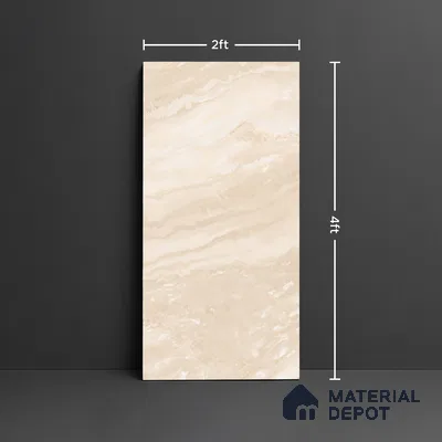 Marble Floor & Wall Tile TL 08544 C | Tianta Ivory 4 ft x 2 ft Full Body Matte Finish Vitrified Tile - 10 mm | 5 Random Design | Suitable for Living Room, Bedroom, Bathroom & Kitchen