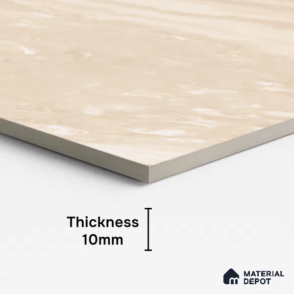 Marble Floor & Wall Tile TL 08544 C | Tianta Ivory 4 ft x 2 ft Full Body Matte Finish Vitrified Tile - 10 mm | 5 Random Design | Suitable for Living Room, Bedroom, Bathroom & Kitchen