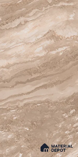 Marble Floor & Wall Tile TL 08544 D | Tianta Brown 4 ft x 2 ft Full Body Matte Finish Vitrified Tile - 10 mm | 5 Random Design | Suitable for Living Room, Bedroom, Bathroom & Kitchen