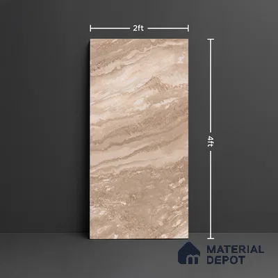 Marble Floor & Wall Tile TL 08544 D | Tianta Brown 4 ft x 2 ft Full Body Matte Finish Vitrified Tile - 10 mm | 5 Random Design | Suitable for Living Room, Bedroom, Bathroom & Kitchen