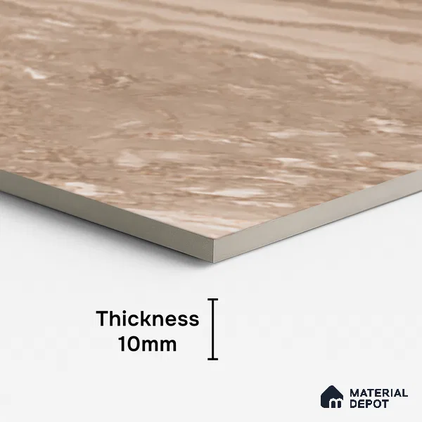Marble Floor & Wall Tile TL 08544 D | Tianta Brown 4 ft x 2 ft Full Body Matte Finish Vitrified Tile - 10 mm | 5 Random Design | Suitable for Living Room, Bedroom, Bathroom & Kitchen
