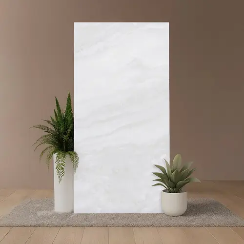 Marble Floor & Wall Tile TL 08544 | Tianta White 4 ft x 2 ft Full Body Matte Finish Vitrified Tile - 10 mm | 5 Random Design | Suitable for Living Room, Bedroom, Bathroom & Kitchen