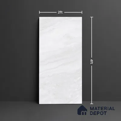 Marble Floor & Wall Tile TL 08544 | Tianta White 4 ft x 2 ft Full Body Matte Finish Vitrified Tile - 10 mm | 5 Random Design | Suitable for Living Room, Bedroom, Bathroom & Kitchen