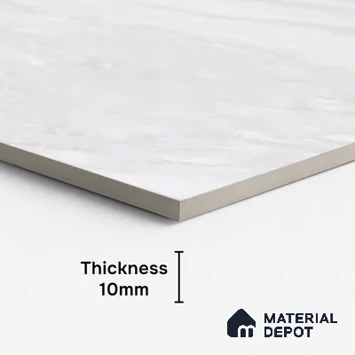 Marble Floor & Wall Tile TL 08544 | Tianta White 4 ft x 2 ft Full Body Matte Finish Vitrified Tile - 10 mm | 5 Random Design | Suitable for Living Room, Bedroom, Bathroom & Kitchen