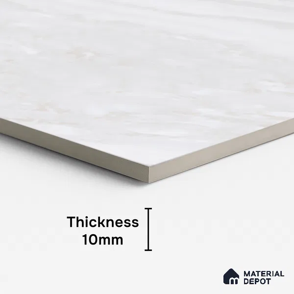 Marble Floor & Wall Tile TL 08544 | Tianta White 4 ft x 2 ft Full Body Matte Finish Vitrified Tile - 10 mm | 5 Random Design | Suitable for Living Room, Bedroom, Bathroom & Kitchen