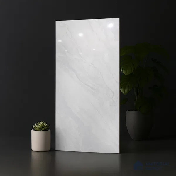 Marble Floor & Wall Tile TL 06425 Daytone Blanco 4 ft x 2 ft Glossy Finish Vitrified Tile - 9 mm | Suitable for Living Room, Bedroom & Bathroom