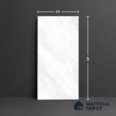Marble Floor & Wall Tile TL 06425 Daytone Blanco 4 ft x 2 ft Glossy Finish Vitrified Tile - 9 mm | Suitable for Living Room, Bedroom & Bathroom