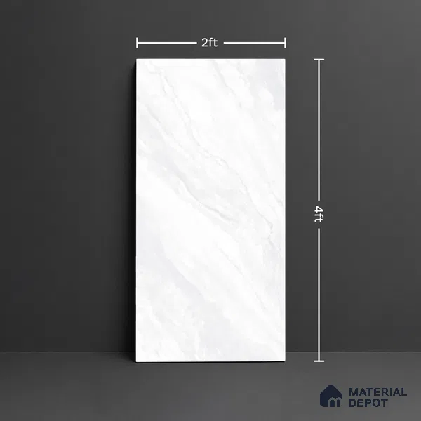 Marble Floor & Wall Tile TL 06425 Daytone Blanco 4 ft x 2 ft Glossy Finish Vitrified Tile - 9 mm | Suitable for Living Room, Bedroom & Bathroom