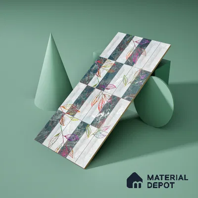 Floral Wall Tile TL 06509 B  SR BL 4018 Highlighter 24 inch x 12 inch Ceramic Glossy Finish - 8 mm | Suitable for Accent / Feature Walls, Bathroom, Kitchen Wall & Backsplashes | Please Expect a Slight Variation of Pattern (Sample)