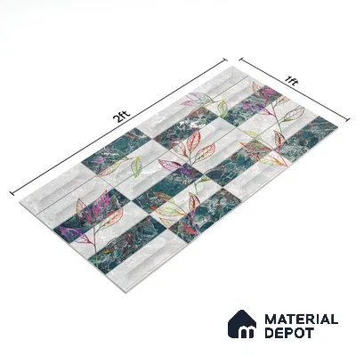 Floral Wall Tile TL 06509 B  SR BL 4018 Highlighter 24 inch x 12 inch Ceramic Glossy Finish - 8 mm | Suitable for Accent / Feature Walls, Bathroom, Kitchen Wall & Backsplashes | Please Expect a Slight Variation of Pattern (Sample)