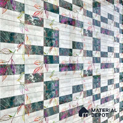 Floral Wall Tile TL 06509 B  SR BL 4018 Highlighter 24 inch x 12 inch Ceramic Glossy Finish - 8 mm | Suitable for Accent / Feature Walls, Bathroom, Kitchen Wall & Backsplashes | Please Expect a Slight Variation of Pattern (Sample)
