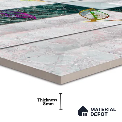 Floral Wall Tile TL 06509 B  SR BL 4018 Highlighter 24 inch x 12 inch Ceramic Glossy Finish - 8 mm | Suitable for Accent / Feature Walls, Bathroom, Kitchen Wall & Backsplashes | Please Expect a Slight Variation of Pattern (Sample)