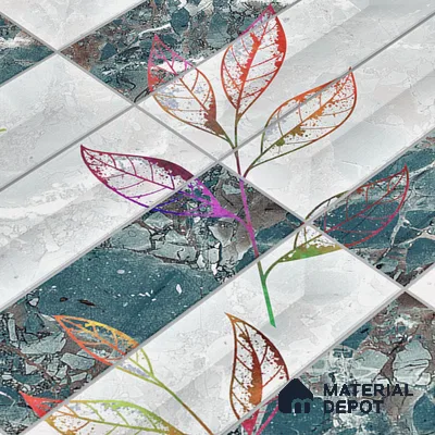 Floral Wall Tile TL 06509 B  SR BL 4018 Highlighter 24 inch x 12 inch Ceramic Glossy Finish - 8 mm | Suitable for Accent / Feature Walls, Bathroom, Kitchen Wall & Backsplashes | Please Expect a Slight Variation of Pattern (Sample)
