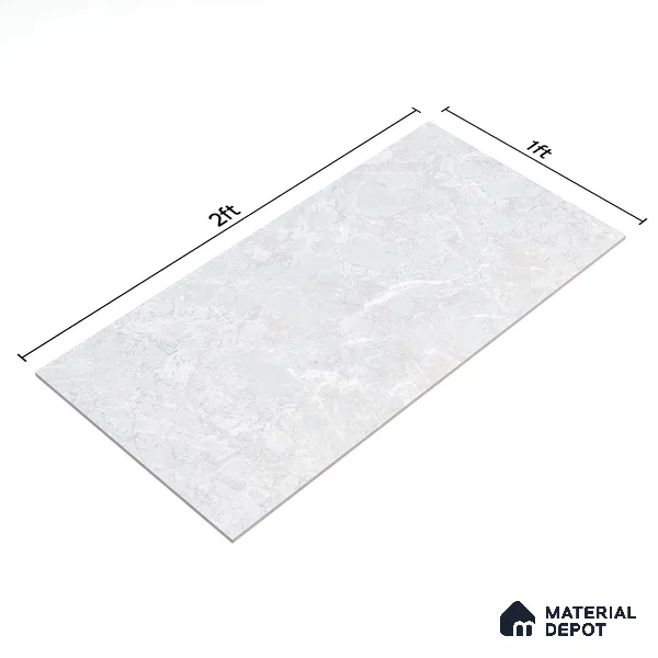 Marble Wall Tile TL 06509 SR BL 4018 Light 24 inch x 12 inch Ceramic Glossy Finish - 8 mm | Suitable for Accent / Feature Walls, Bathroom, Kitchen Wall & Backsplashes