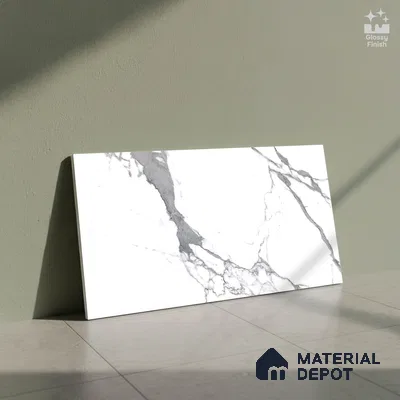 Marble Wall Tile TL 06514 B  SR GL 8060 Plain 24 inch x 12 inch Ceramic Glossy Finish - 8 mm | Suitable for Accent / Feature Walls, Bathroom, Kitchen Wall & Backsplashes (Sample)