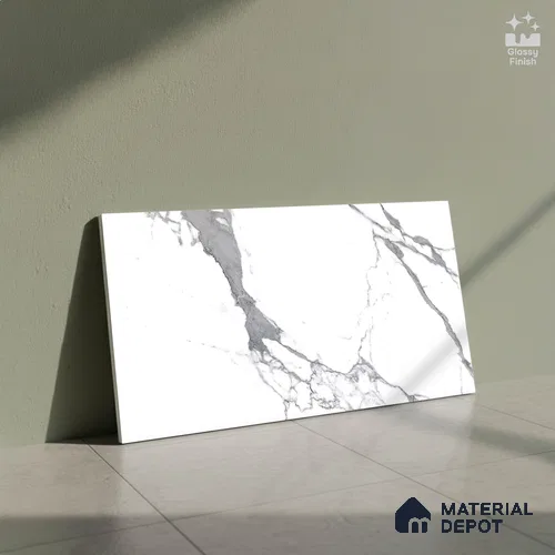 Marble Wall Tile TL 06514 B  SR GL 8060 Plain 24 inch x 12 inch Ceramic Glossy Finish - 8 mm | Suitable for Accent / Feature Walls, Bathroom, Kitchen Wall & Backsplashes