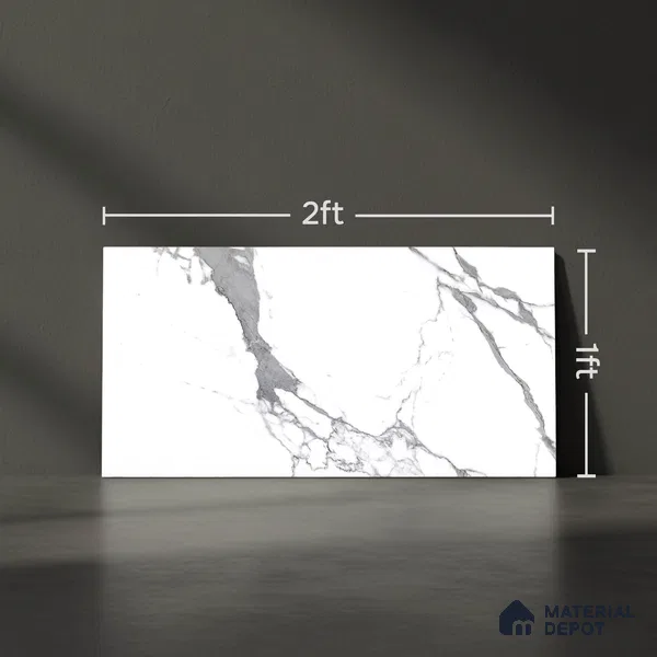 Marble Wall Tile TL 06514 B  SR GL 8060 Plain 24 inch x 12 inch Ceramic Glossy Finish - 8 mm | Suitable for Accent / Feature Walls, Bathroom, Kitchen Wall & Backsplashes (Sample)