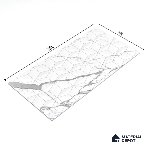 3D Wall Tile TL 06514  SR GL 8060 Highlighter 24 inch x 12 inch Ceramic Glossy Finish - 8 mm | Suitable for Accent / Feature Walls, Bathroom, Kitchen Wall & Backsplashes (Sample)