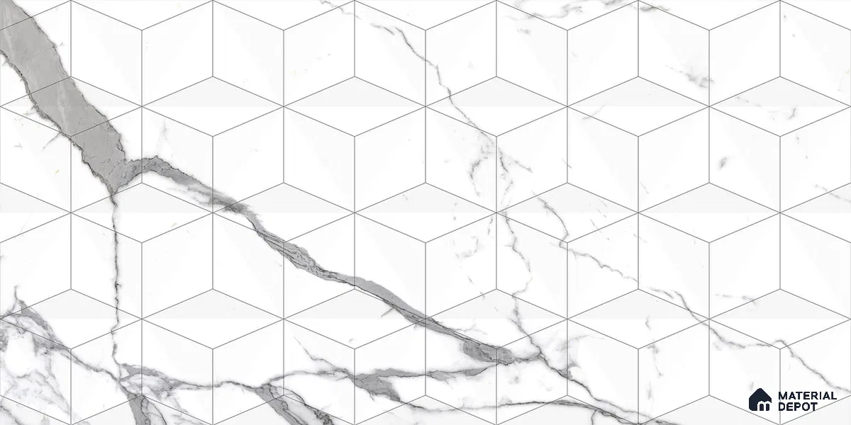 3D Wall Tile TL 06514  SR GL 8060 Highlighter 24 inch x 12 inch Ceramic Glossy Finish - 8 mm | Suitable for Accent / Feature Walls, Bathroom, Kitchen Wall & Backsplashes (Sample)