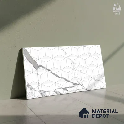 3D Wall Tile TL 06514  SR GL 8060 Highlighter 24 inch x 12 inch Ceramic Glossy Finish - 8 mm | Suitable for Accent / Feature Walls, Bathroom, Kitchen Wall & Backsplashes (Sample)
