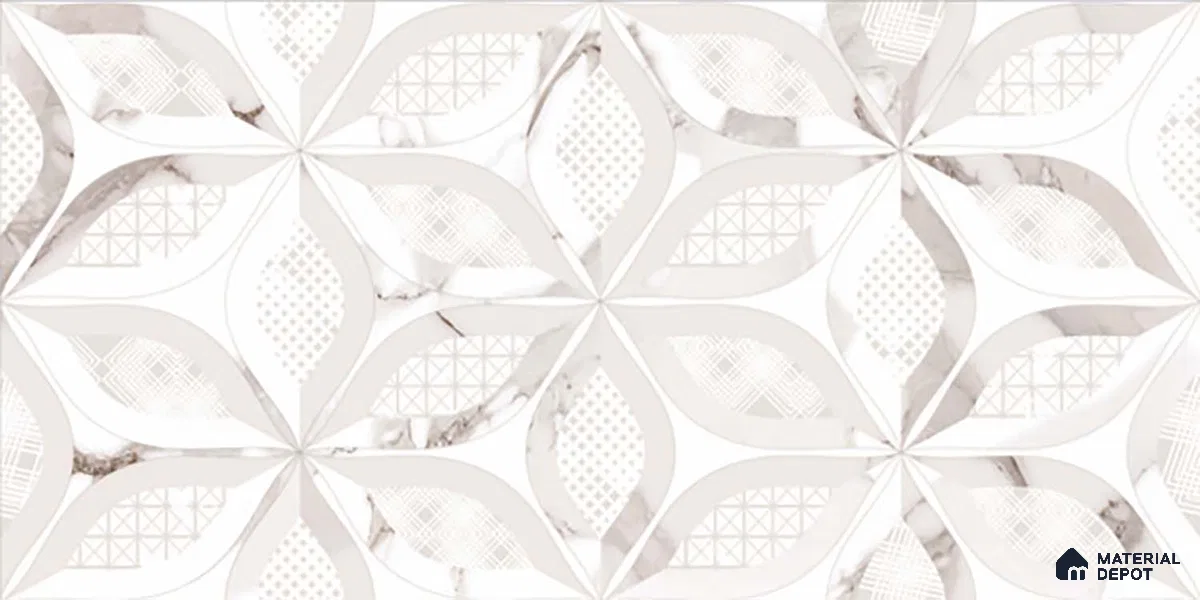 Highlighter Wall Tile TL 06461 B Angel White Decor 05 2 ft x 1 ft Ceramic Glossy Finish - 8 mm | Suitable for Living Room,Kitchen & Bathroom