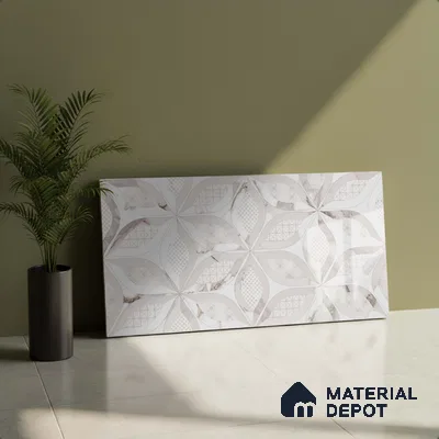 Highlighter Wall Tile TL 06461 B Angel White Decor 05 2 ft x 1 ft Ceramic Glossy Finish - 8 mm | Suitable for Living Room,Kitchen & Bathroom